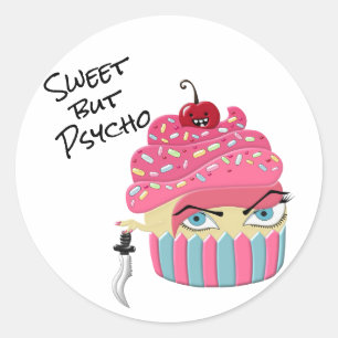 Cute Pink Scary Kawaii Cupcake Halloween Party Classic Round Sticker