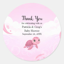 Cute Pink Sea Turtle Girl Baby Shower
