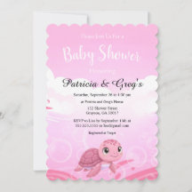Cute Pink Sea Turtle Girl Baby Shower
