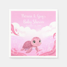 Cute Pink Sea Turtle Girl Baby Shower 