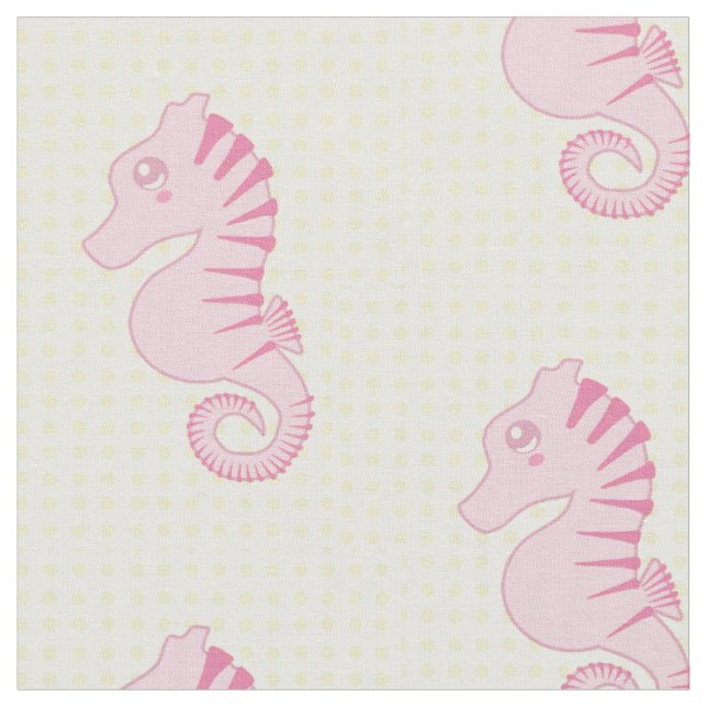 Cute Pink Seahorse Fabric (Close Up)