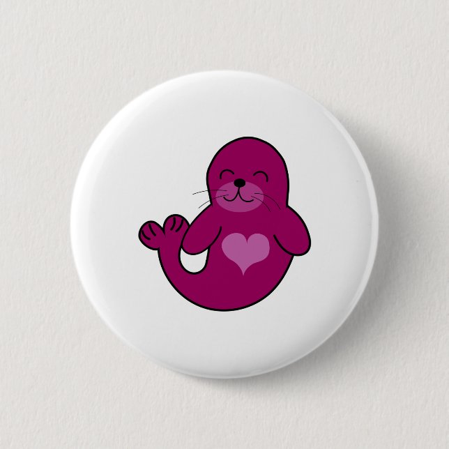 Cute Pink Seal 2 Inch Round Button (Front)