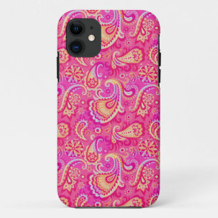 Cute pink seamless paisley look iPhone 11 case