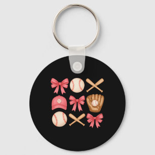 Cute Pink Sell Bow Girl Sports Fan Softll Girl Wom Keychain