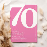 Cute Pink Seventy 70th Birthday Party Invitation<br><div class="desc">Cute pink 70th birthday party invitations featuring the number '70' in a large bold serif font,  and a modern invite template that is easy to personalize.</div>