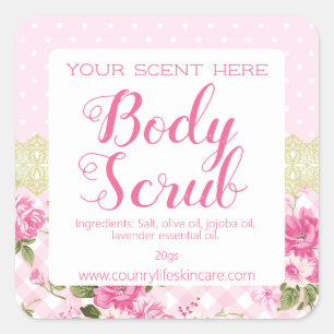 Cute Pink Shabby Chic Rose Body Scrub Labels