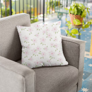 Cute Pink Simple Floral Pattern Throw Pillow