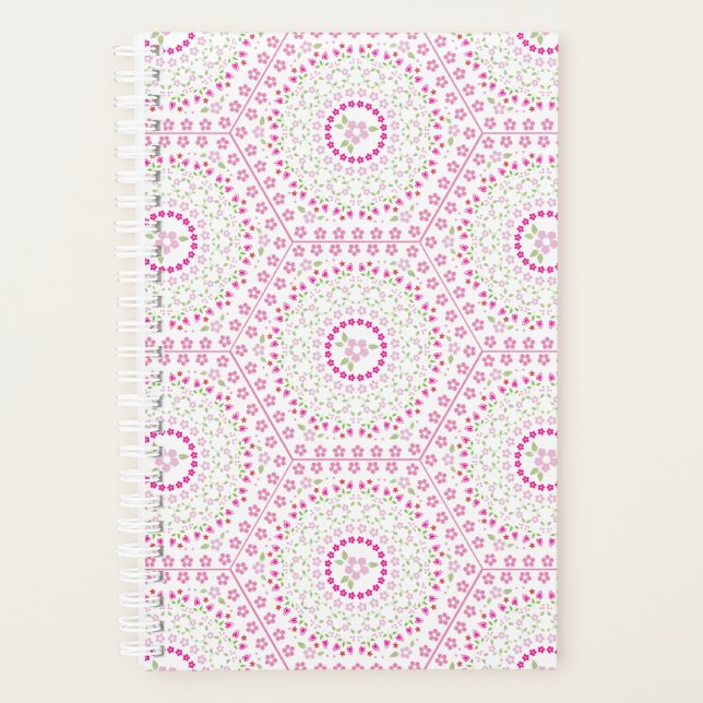 Cute Pink Simple Geometric Whimsical Pattern  Planner (Front)