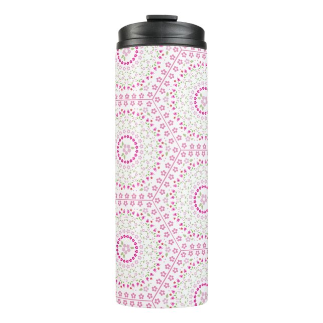 Cute Pink Simple Geometric Whimsical Pattern  Thermal Tumbler (Front)