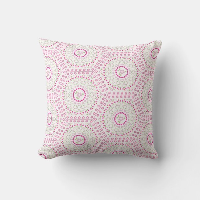 Cute Pink Simple Geometric Whimsical Pattern  Throw Pillow (Front)