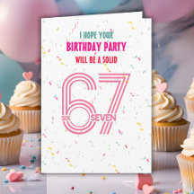 Cute Pink Six Seven 6 7 Coloful Confetti Birthday