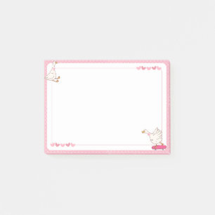 Cute Pink Skateboard Goose Heart Polka Dot  Post-it Notes