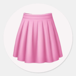 Cute Pink Skater Skirt Emoji Art  Classic Round Sticker