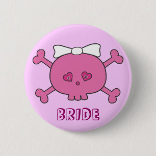 Cute Pink Skull Bride Bachelorette Party 2 Inch Round Button