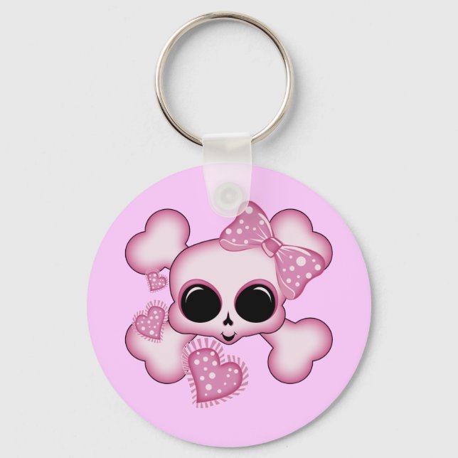 Cute Pink Skull Keychain (Front)