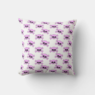Cute Pink Skulls Throw Pillow