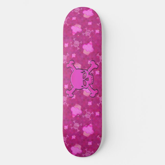 Cute Pink Skuls & Cupcakes Skateboard (Recto)