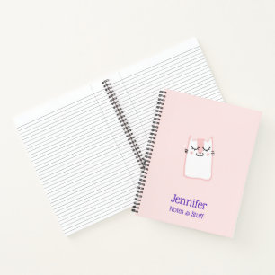 Cute Pink Sleeping Kitty Cat Notebook