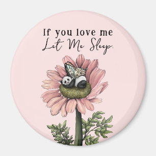 Cute Pink Sleeping Panda Bear Fairy Throw Pillow Magnet