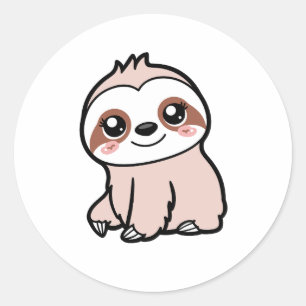 Cute Pink Sloth Classic Round Sticker