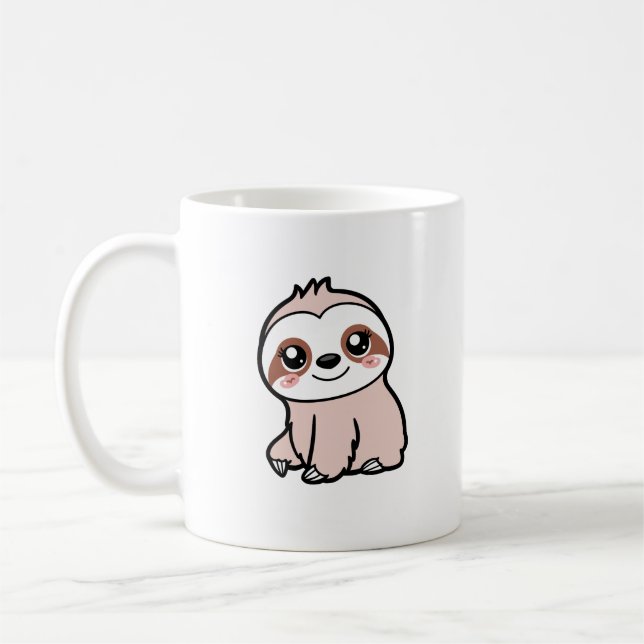 Cute Pink Sloth Coffee Mug (Left)