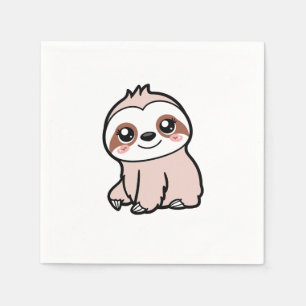 Cute Pink Sloth Napkin