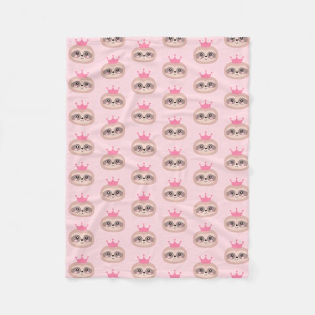 Cute Pink Sloth Princess Blanket (Front)