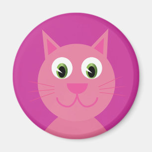 Cute pink smiling cartoon cat magnet