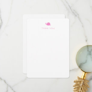Cute Pink Snail Thank You Notes