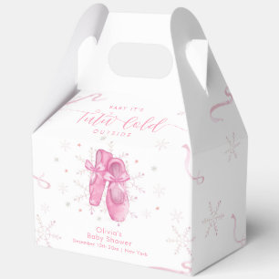 Cute Pink Snowflake Ballerina Girl Baby Shower Favor Box