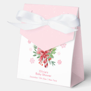 Cute Pink Snowflake Festive Candy Baby Shower Favor Box