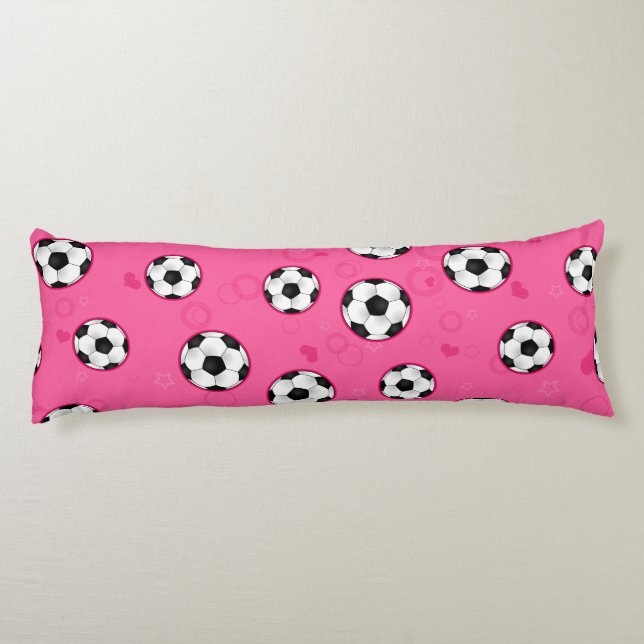Cute Pink Soccer Pattern Body Pillow (Back)