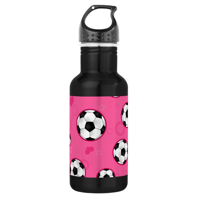 Cute Pink Soccer Star Print 532 Ml Water Bottle (Front)