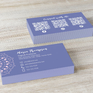 Cute Pink Social Media Custom Business Card