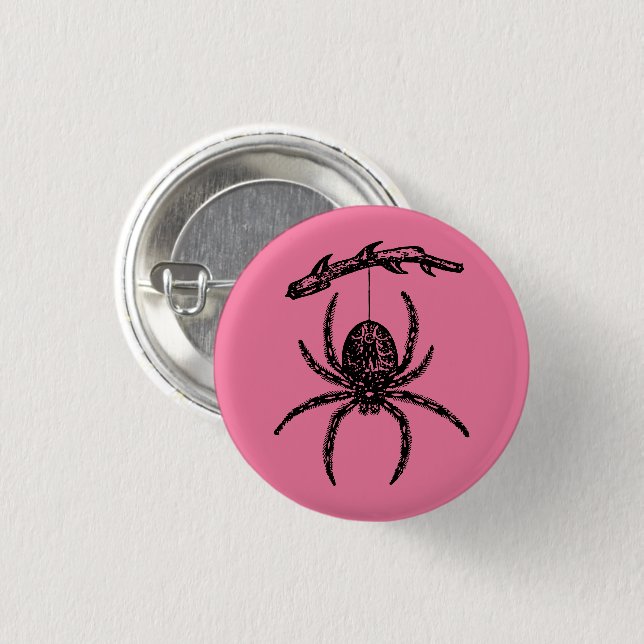 Cute Pink Spider 1 Inch Round Button (Front & Back)