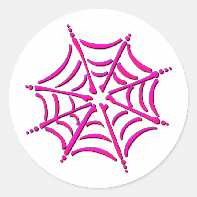 Cute Pink Spider Web Classic Round Sticker (Front)