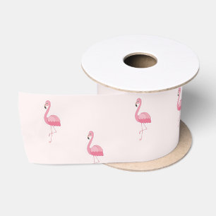 Cute pink standing flamingo satin ribbon