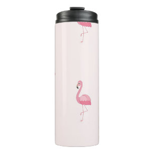Cute pink standing flamingo thermal tumbler