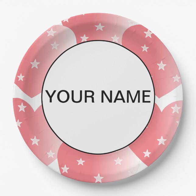 Cute Pink Star Pattern Paper Plate (Front)