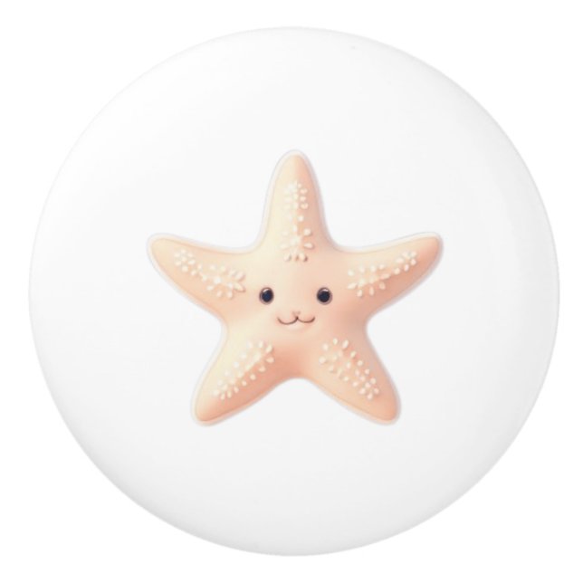 Cute Pink Starfish Ceramic Knob (Front)