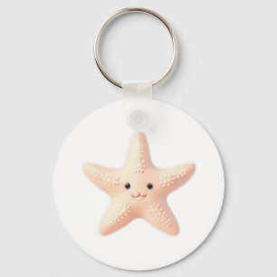 Cute Pink Starfish Keychain