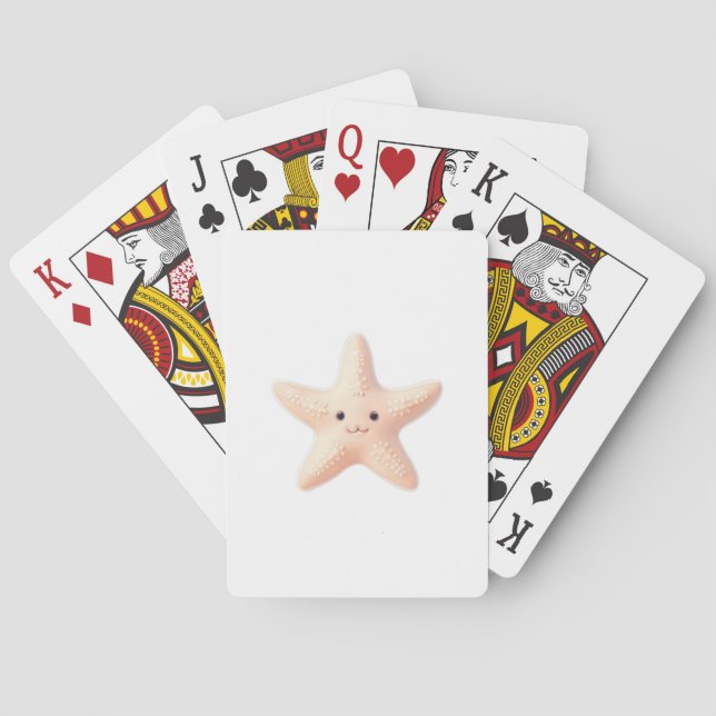 Cute Pink Starfish Playing Cards (Back)