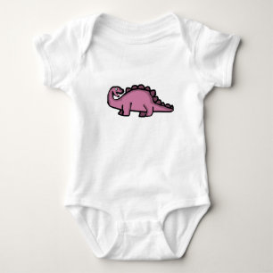 Cute Pink Stegosaurus Dinosaur Baby Bodysuit