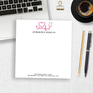 Cute Pink Stethoscope Nurse Doctor Custom Notepad