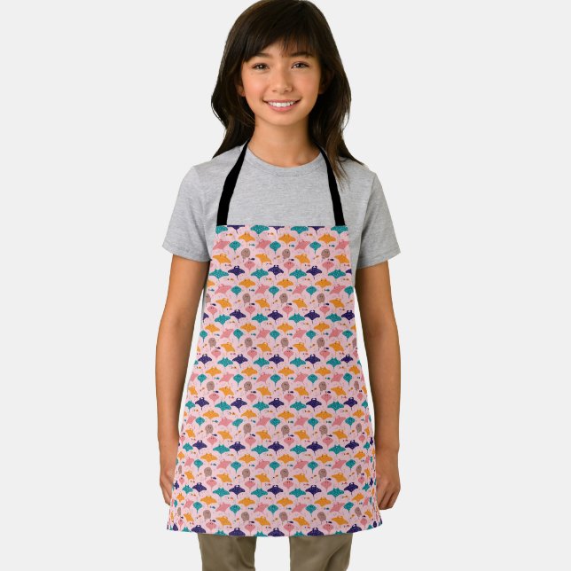 Cute pink sting ray and manta ray fish pattern apron (Insitu)