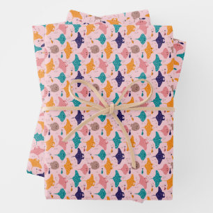 Cute pink sting ray and manta ray fish pattern wrapping paper sheet