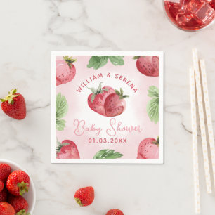 Cute Pink Strawberry Baby Shower Paper Napkin