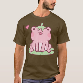 Cute Pink Strawberry Frog Doodle T-Shirt