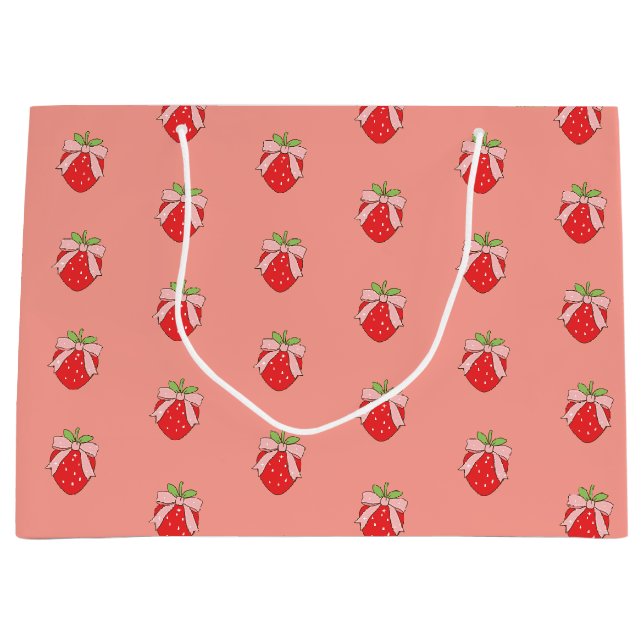Cute Pink Strawberry  Large Gift Bag (Front)