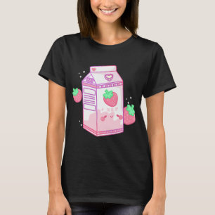 Cute Pink Strawberry Milk Japanese Kawaii Retro s T-Shirt